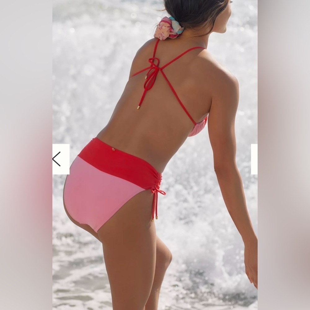 PQ Swim Luna Color Blocked Bikini Top (D) Ruched Bikini Bottoms (L) - Picture 3 of 8